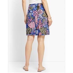 New $125 Talbots Women's 4 Floral Print Pencil Skirt Stretch Cotton Lined Pink